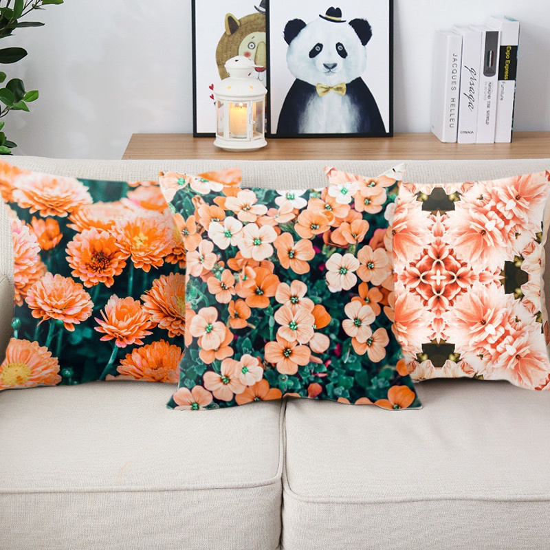 Vỏ Gối Bằng Nhung Họa Tiết Hoa Hồng Phong Cách Địa Trung Hải