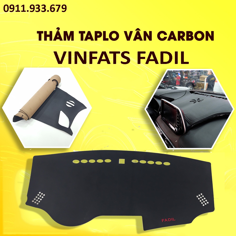 🔥🔥HCM-Thảm taplo da carbon cao cấp xe Vin Fadil 2018 - 2022 màu đen- Hàng cao cấp Loại 1