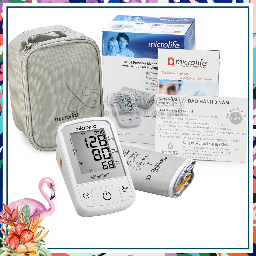 ( Sốc Cực Sốc) Máy đo huyết áp Microlife A2 Basic cao cấp (Trắng)