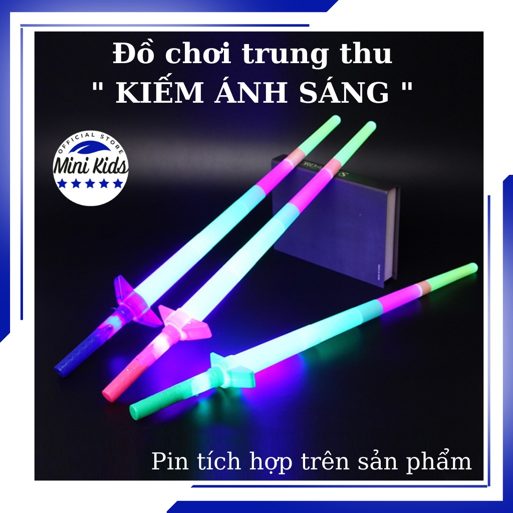 Kiếm đồ chơi 4 đoạn có đèn LED phát sáng, Gậy ánh sáng 4 khúc dành cho bé chơi trung thu - Đồ chơi trẻ em MiniKids