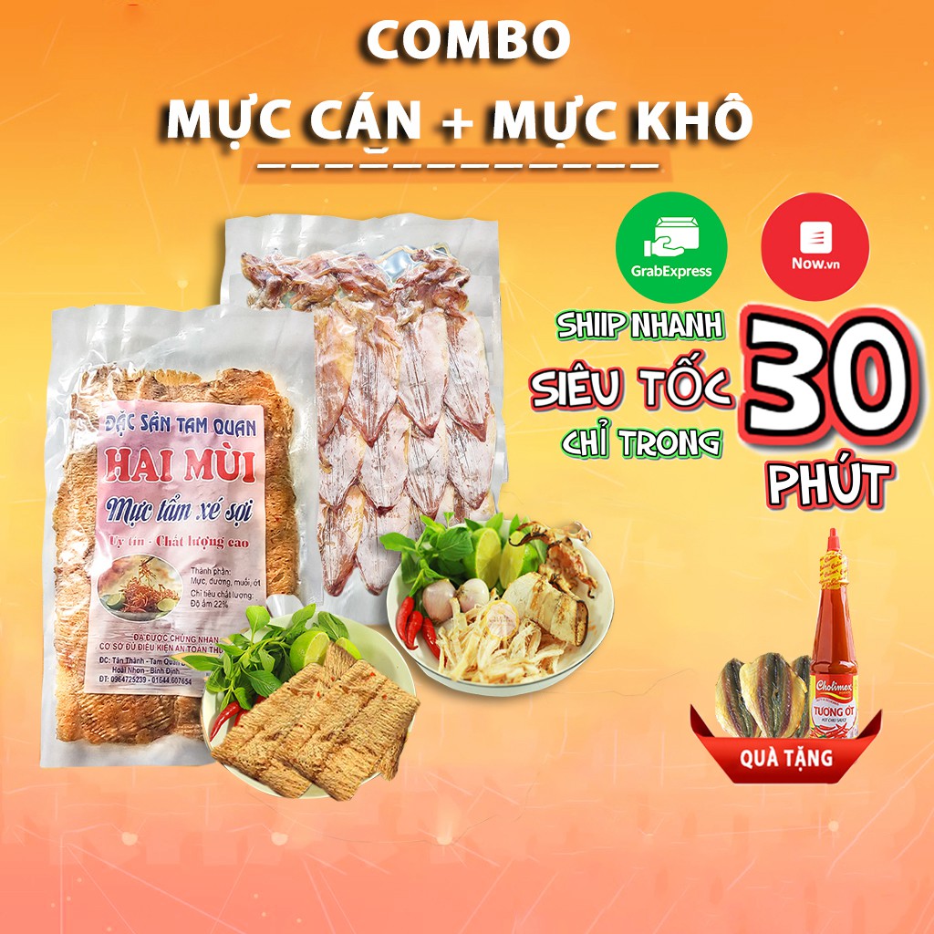 [COMBO QUÀ TẶNG]  Mực Khô  + Mực Cán Nguyên Con Hải Sản Khô 1 Nắng Chuẩn Vị Miền Trung