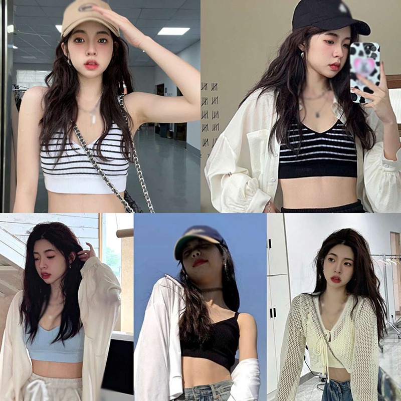 Áo Tank Top Cổ Chữ V Dáng Ôm Có Miếng Đệm Nâng Ngực Thời Trang Quyến Rũ Cho Nữ