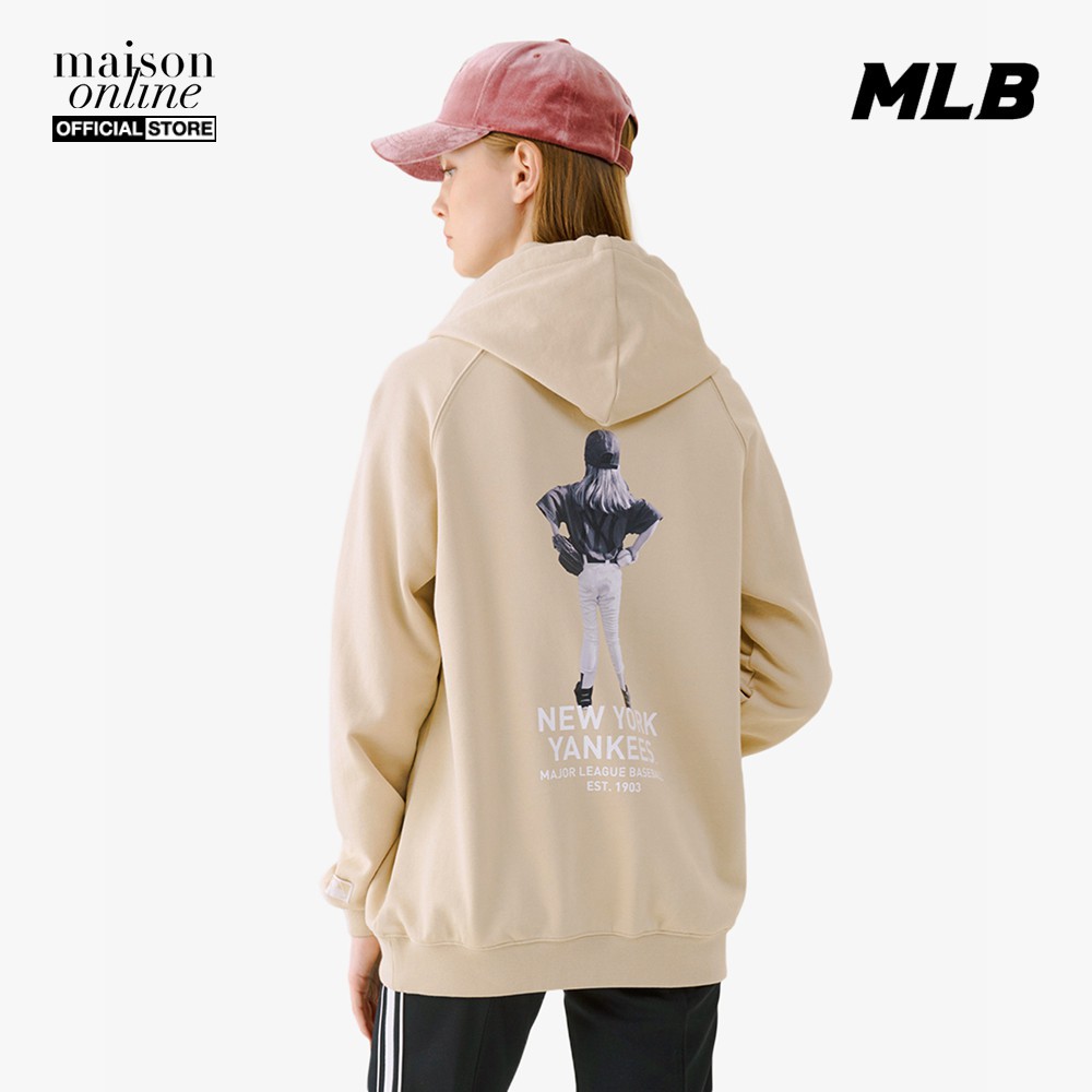 MLB - Áo hoodie tay dài phối mũ thời trang Back Painting 31HDE3011-50B