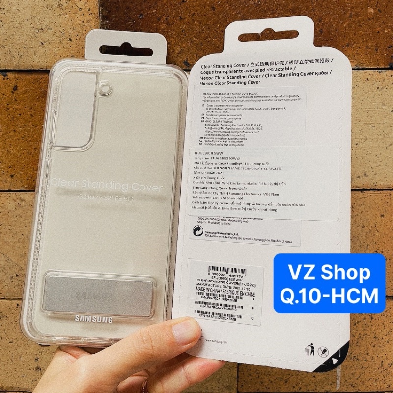 Chính hãng nguyên seal-Ốp lưng nhựa cứng trong suốt Clear Standing Cover cho Samsung Galaxy S21 FE 5G