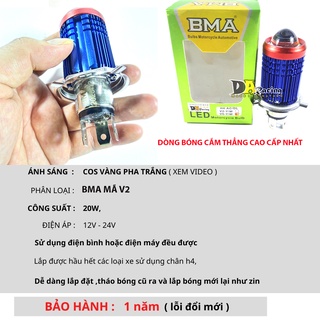 Đèn led bi cầu xe máy H4 BMA -ánh sáng cos vàng pha trắng