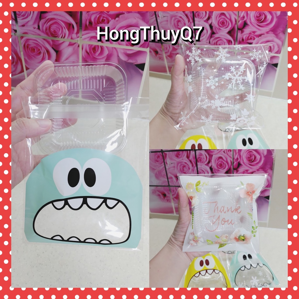 Set 20/100 túi + khay bánh trung thu 100g,125g,150gram, 3D Tự Dính Nhiều Mẫu Bánh Quy, Bánh Ngọt /10.33/- HongThuyQ7