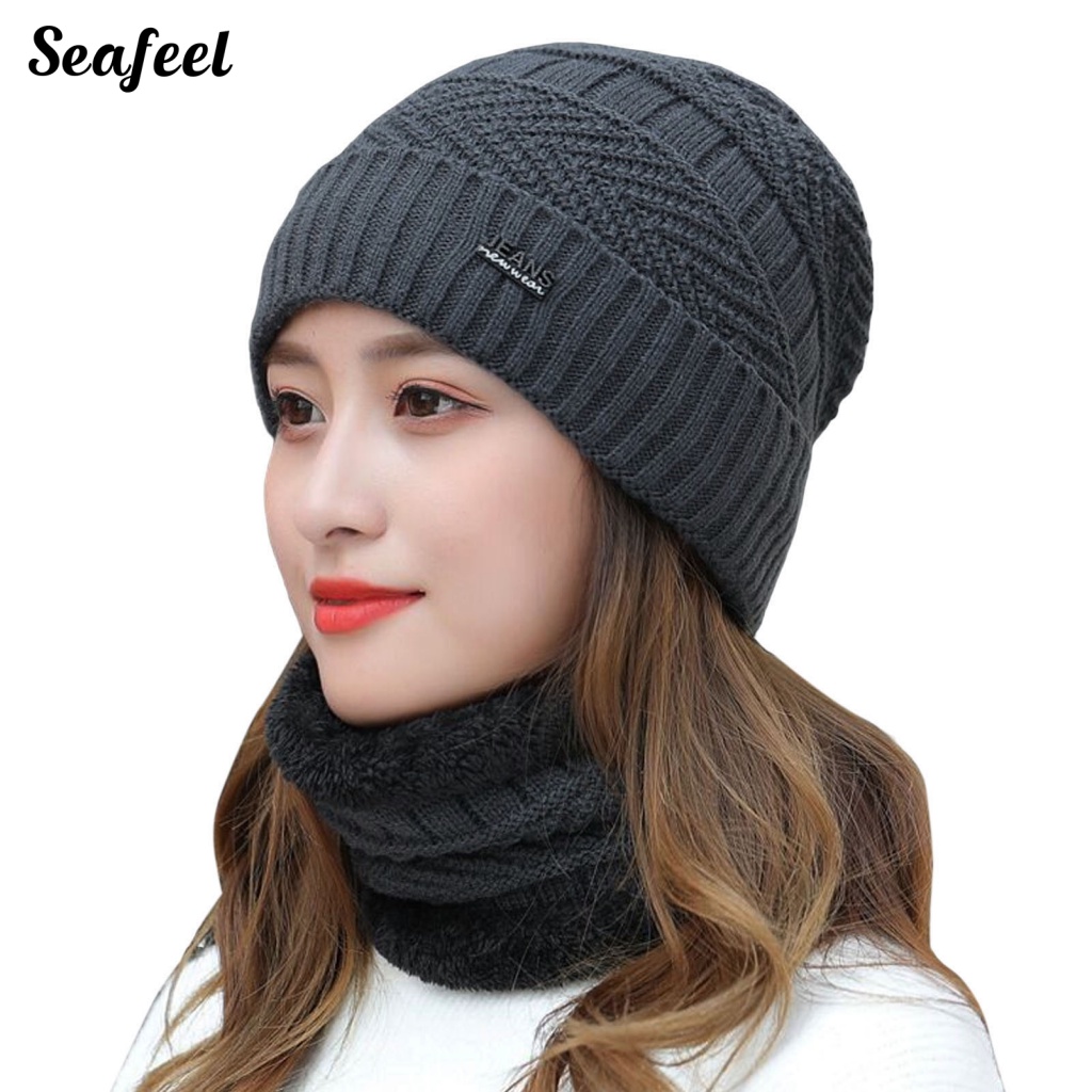 Set 2 Mũ Len Đan Giữ Ấm Cổ Thời Trang Nữ