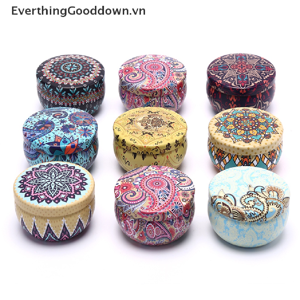 Everthingood Hộp Thiếc Đựng Trà / Kẹo / Quà Tặng Họa Tiết Hoa Retro