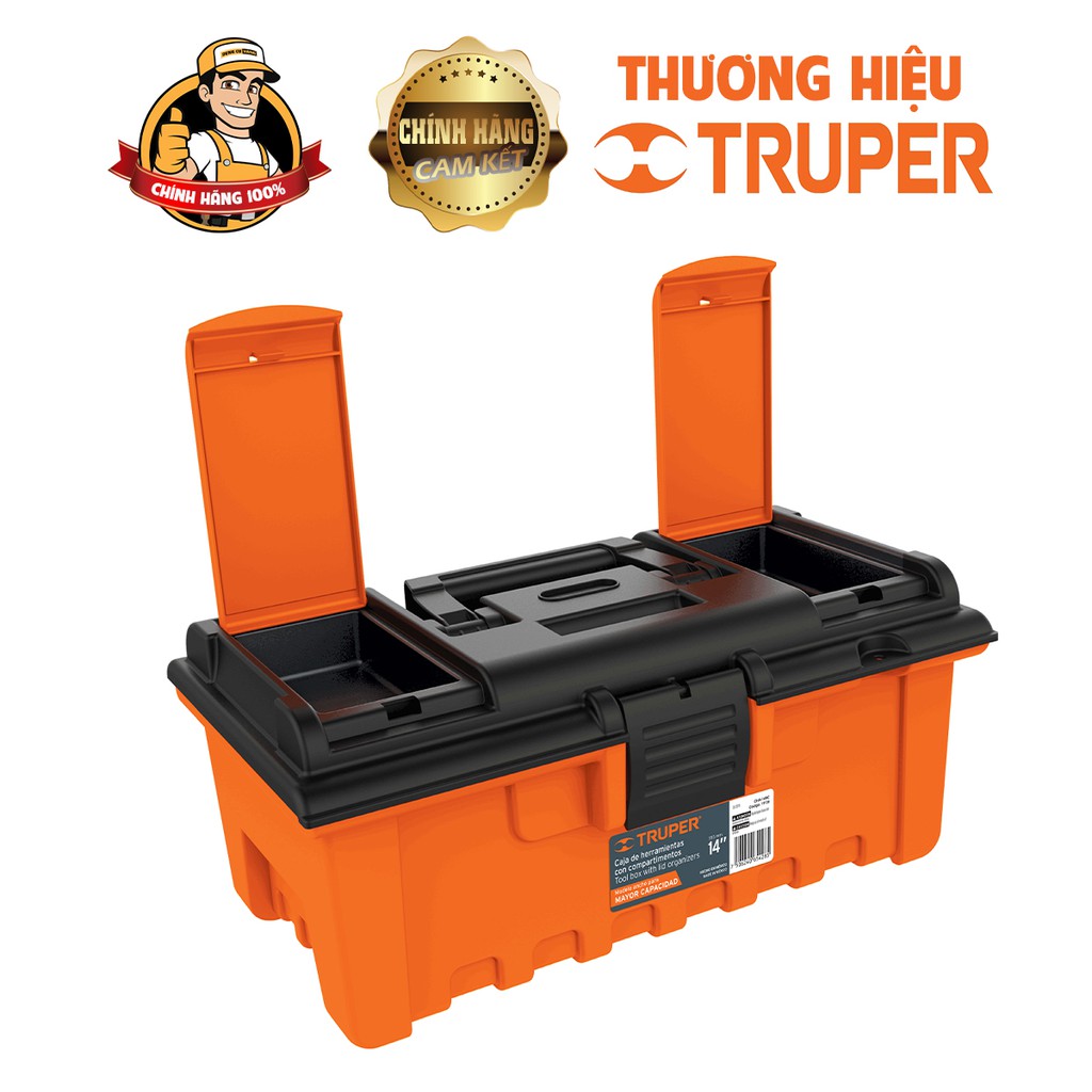 Thùng đồ nghề nhựa,Thùng đựng đồ nghề dụng cụ sửa chữa,Hộp đựng đồ nghề,Hộp đồ nghề Truper cha-14/16/19/22nc.