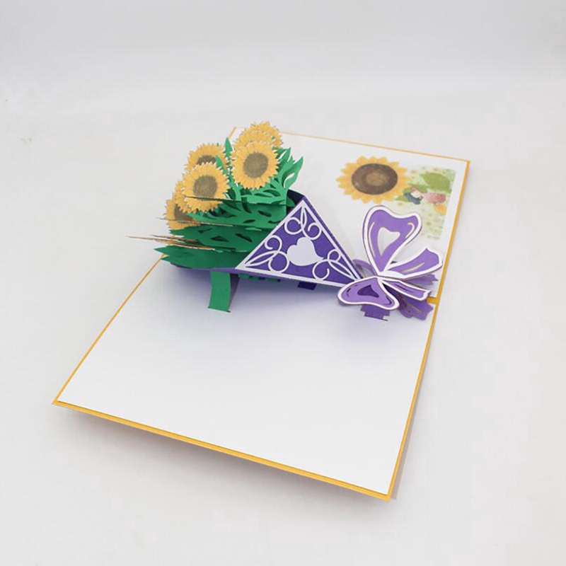 Greeting Gift Cards Sunflower Bouquet 3D Stereo Greeting Card Festival Postcard