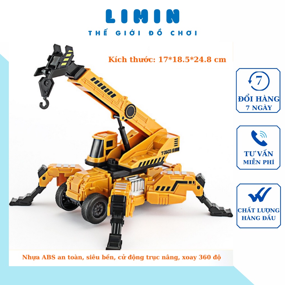 Xe đồ chơi công trình xây dựng cho bé, xe cần cẩu, chất liệu bằng nhựa nguyên sinh ABS an toàn