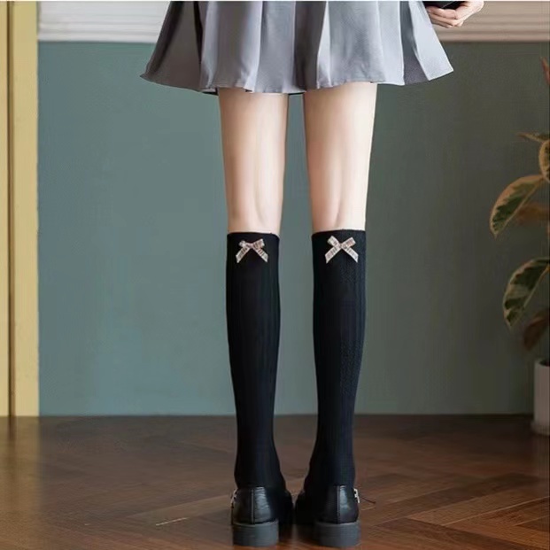 Vớ Cotton Phối Ren Mỏng Màu Trắng Đen Phong Cách Học Sinh lolita