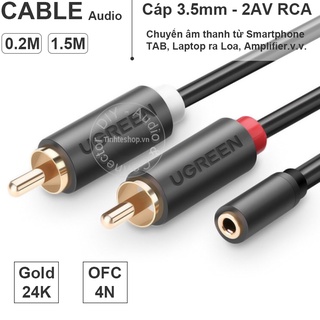 Dây chuyển 3.5mm cái sang 2 RCA đực 0.25M và 1.5M Ugreen - Audio 3.5mm female to 2 RCA male cable