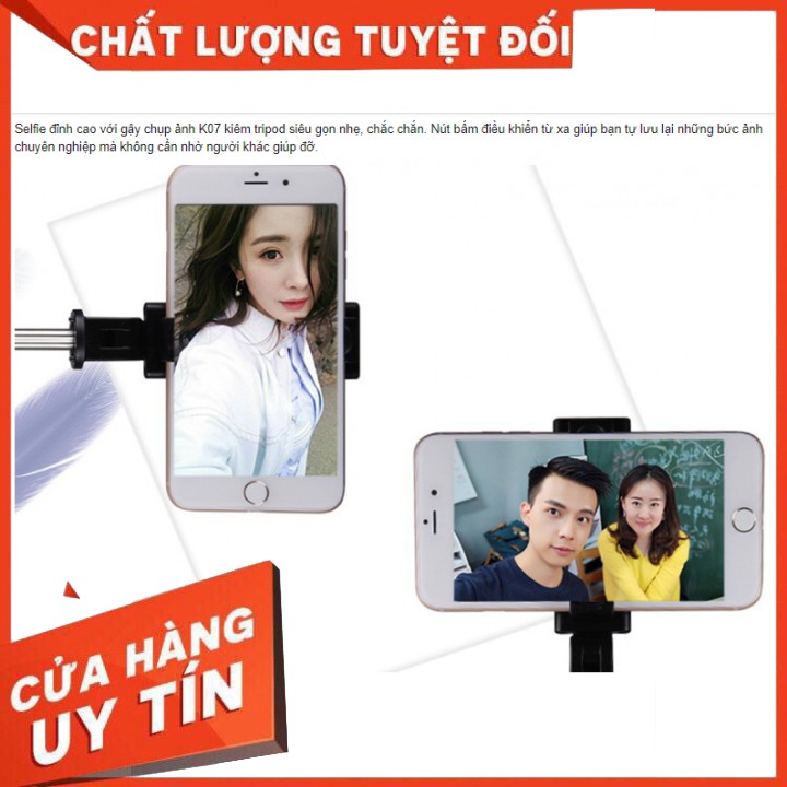 Gậy chụp hình 💖 FREE SHIP 💖 Gậy chụp hình kiêm Tripod 3 chân + Nút bluetooth K07 cực kỳ tiện lợi | BigBuy360 - bigbuy360.vn