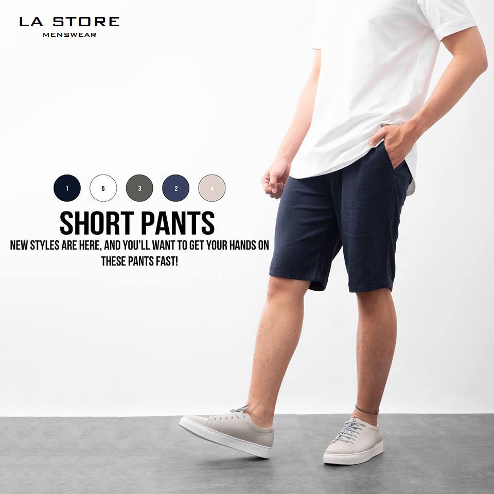 Quần short ROUTINE QS15300 - Quần Short linen nam 4 màu - phía sau lưng thun cực kỳ thoải mái