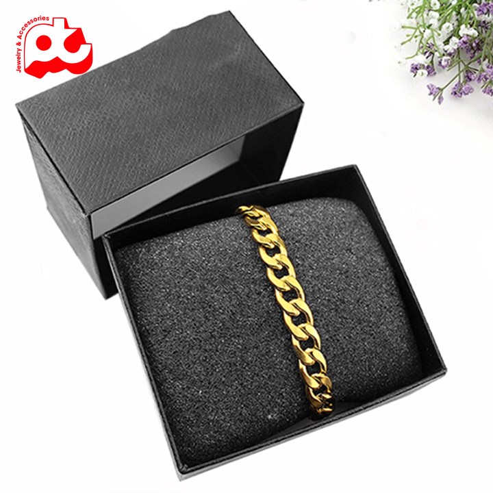 Lắc tay nam cao cấp thời trang rẻ đẹp titan thép không gỉ kiểu lặc đơn PT JEWELRY màu mạ vàng PTLTNA123