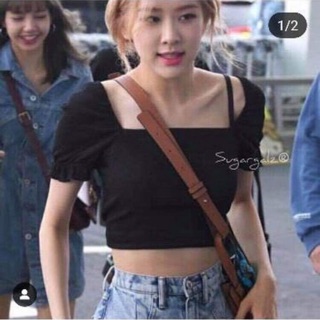 Áo croptop tay bồng cổ vuông Rose - by SugarG