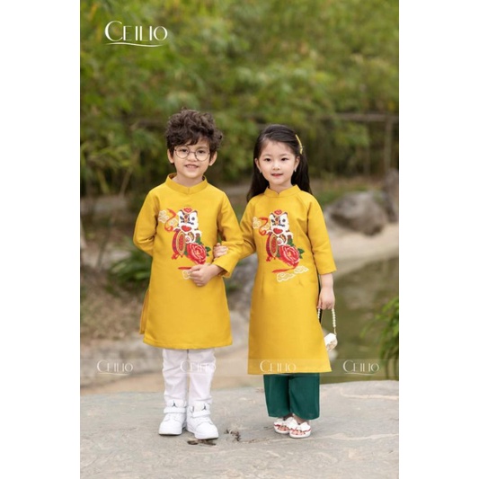 🥰Sét áo dài cách tân  phối tay đẹp cho bé chất mềm mại . Ảnh thật 100%
