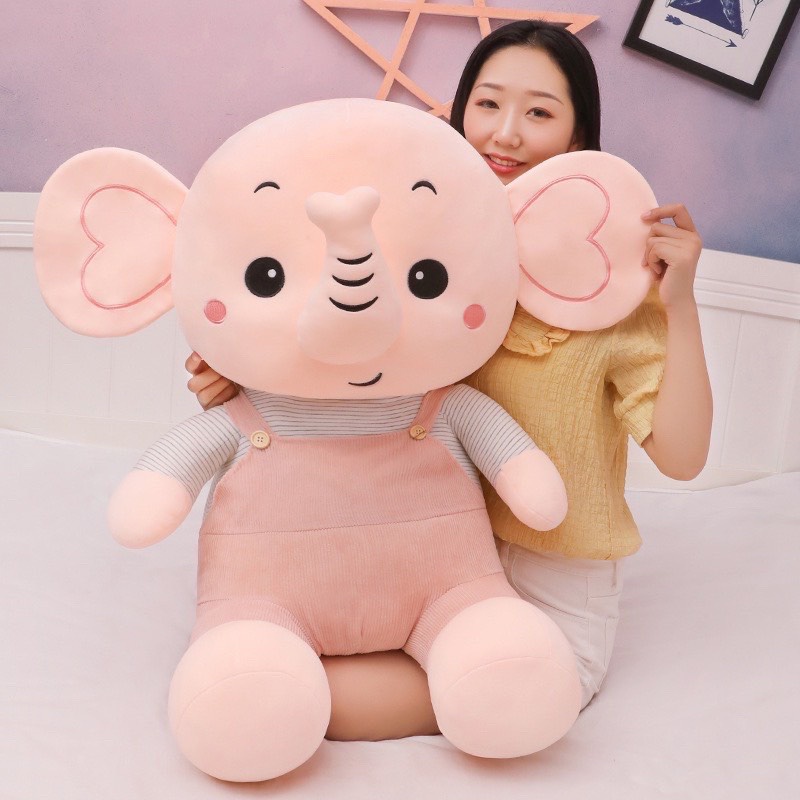 gấu bông voi , gối ôm hình voi xám,hồng cho bé size 60cm-80cm