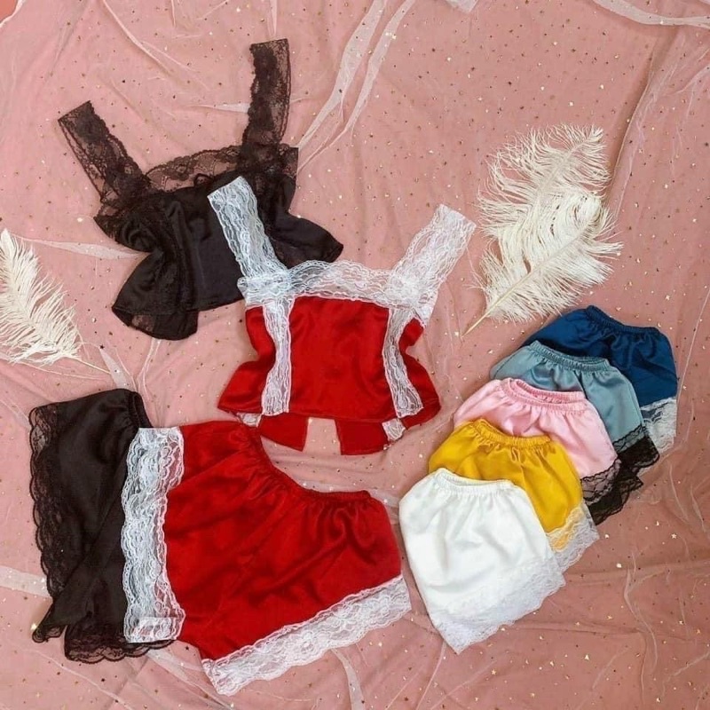 Đồ ngủ sexy lụa phối ren đủ màu, set bộ ngủ 2 dây gợi cảm quyến rũ cho nữ freesize hình thật | BigBuy360 - bigbuy360.vn