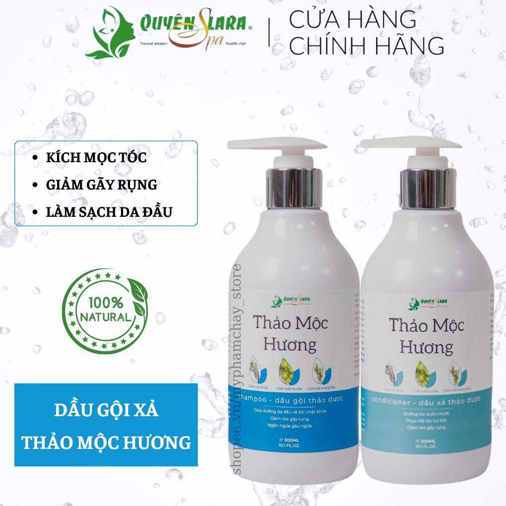 Bộ Dầu Gội Xả Thảo Mộc Hương Quyên Lara Giúp Kích Thích Mọc Tóc -Phục Hồi Tóc Hư Tổn - Ngăn Ngừa Rụng Tóc 300ml