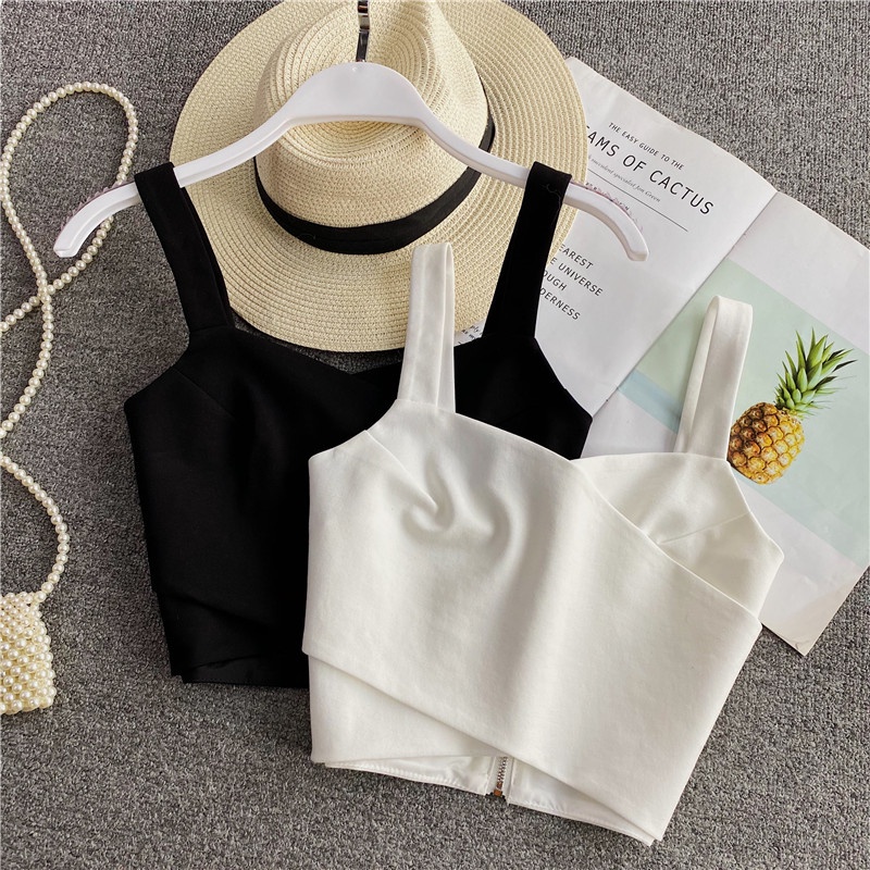 Áo Croptop Sát Nách Màu Trơn Dáng Ôm Thời Trang Mùa Hè Cho Nữ