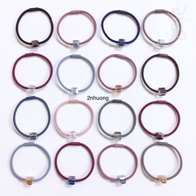 Cột tóc charm đá vuông vòng chun nịt buộc