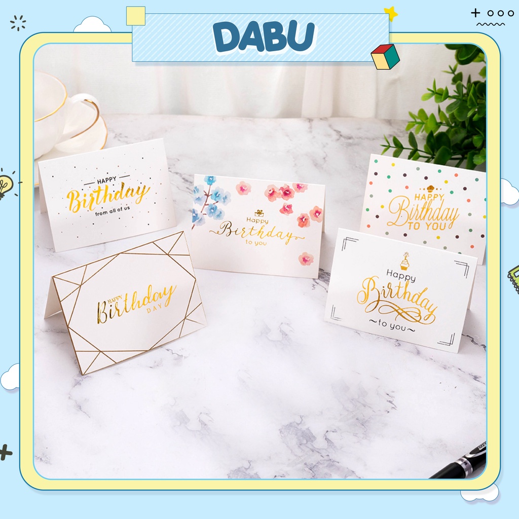 Thiệp Tặng Quà Chúc Mừng Sinh Nhật Happy Birthday 9.5 X 7 Cm Dabu Cao Cấp 5 Mẫu Siêu Đẹp Thiệp Cứng