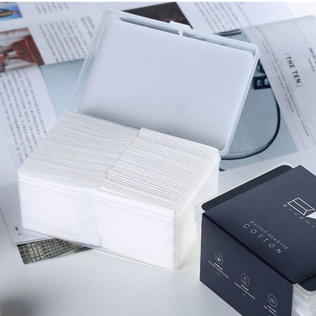 BÔNG TẨY TRANG 3 LỚP COTTON 80miếng/hộp BLUEMAN có tác dụng kép nhẹ nhàng dùng một lần dành cho nam