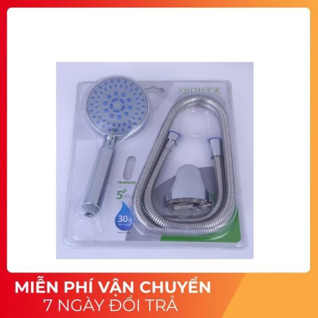 Bộ Vòi Tắm Hoa Sen Tăng Áp Inox Tiết Kiệm Nước Đa Chế Độ Kèm Dây Inox, Giá Treo, Ốc Vít, Tắc Kê