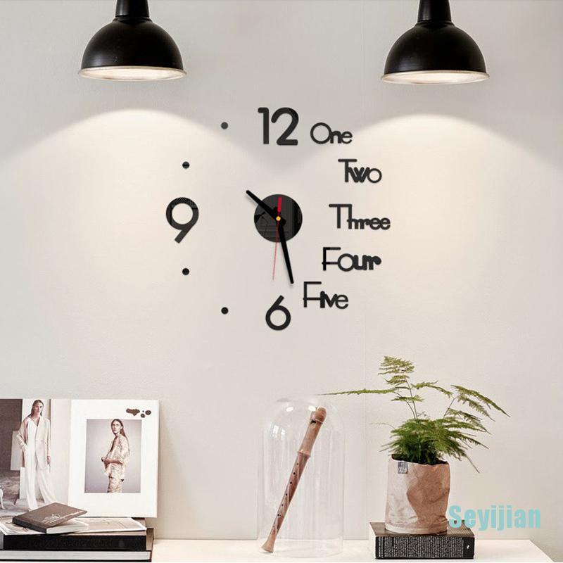 Đồng Hồ Dán Tường Mặt Gương Acrylic Thiết Kế Hiện Đại Sáng Tạo 3D