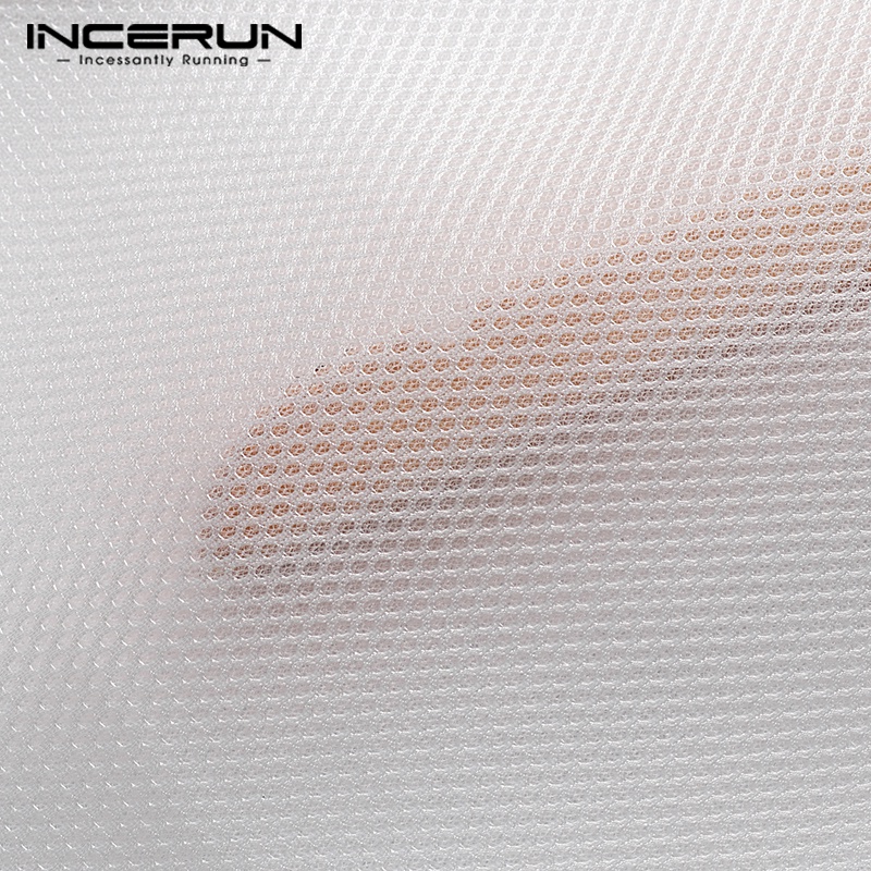 Quần dài INCERUN vải lưới xuyên thấu thiết kế gợn sóng thời trang dành cho nam