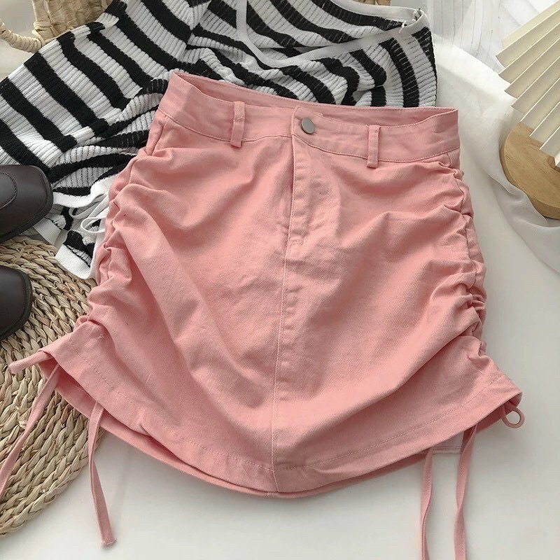 CHÂN VÁY CHỮ A RÚT DÂY HAI BÊN KAKI HOT LẮM Ạ, chân váy ngắn rút dây hai bên siêu xinh