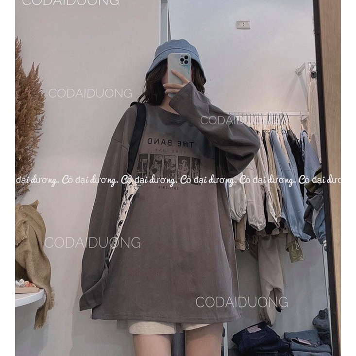 [RẺ VÔ ĐỊCH] Áo thun THU ĐÔNG form thụng in chữ THE BAND dài tay cổ tròn unisex (kèm ảnh thật ở cuối)