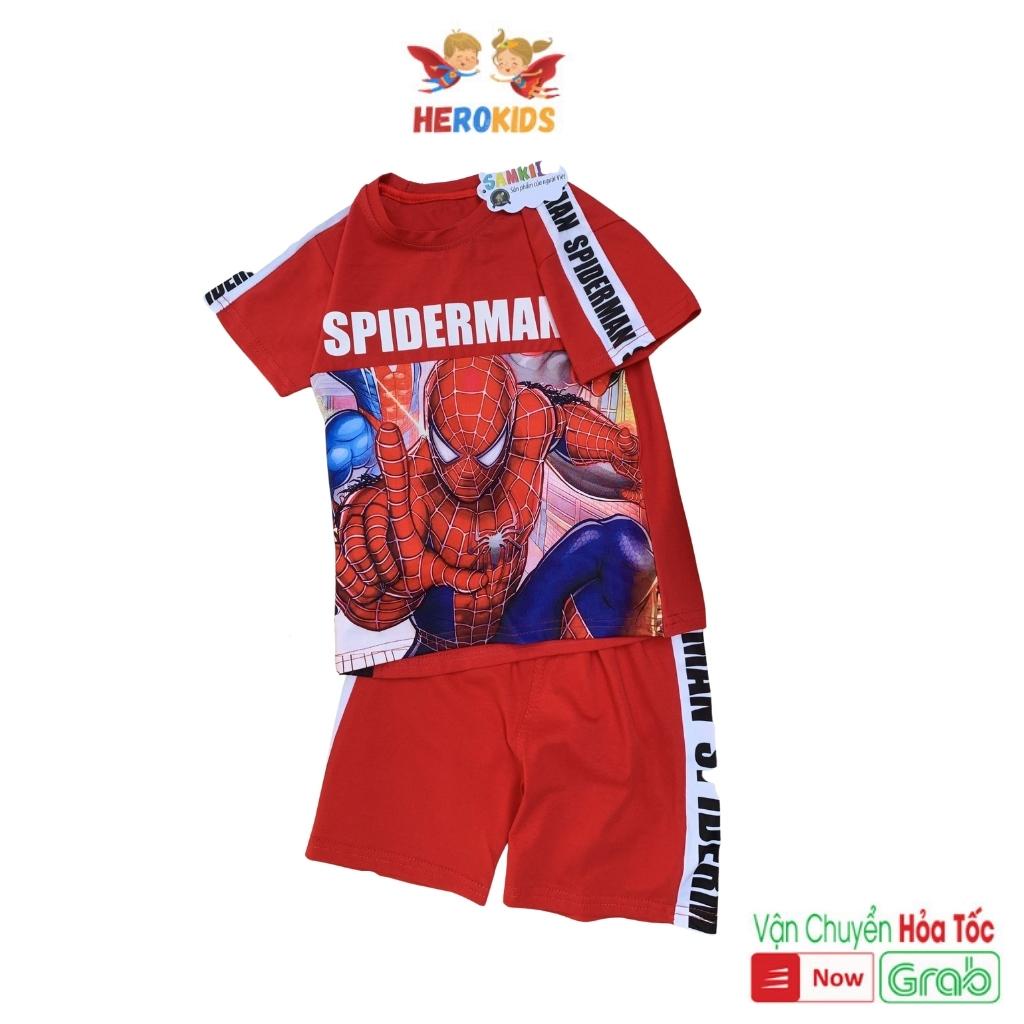 Đồ bộ bé trai siêu anh hùng siêu  nhân nhện chất cotton hình in 3D nổi Herokids NHEN2204