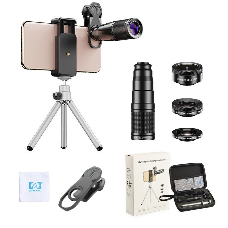 Phù Hợp Ống Kính Mở Rộng 22X Telephoto Macro Starlight Cho Điện Thoại Di Động APEXEL Metal