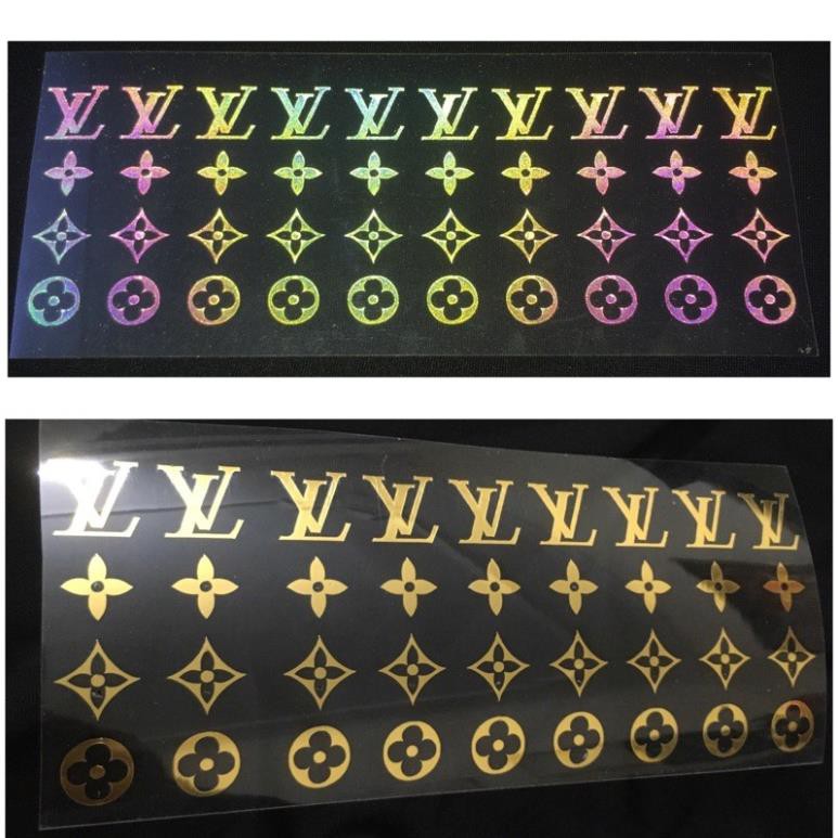 Sticker decal phản quang 7 màu lv , Mạ Vàng ép nhiệt LV - Sticker LV phản quang
