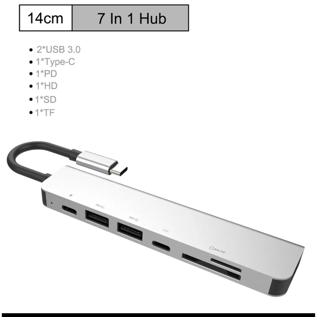 Cáp chuyển Type C 7 Trong 1 HDMI// Thẻ SD TF/2USB 3.0/Sạc Nhanh Cho Máy tính, điện thoại