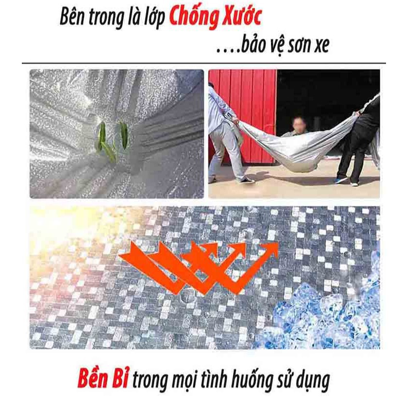 Bạt Phủ Trùm Xe Ô Tô 3 Lớp Tráng Bạc