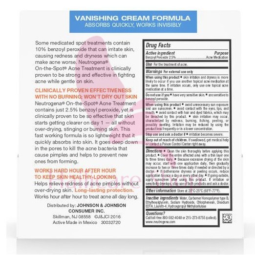 [Nhập Mỹ] Gel chấm mụn Neutrogena On-the-Spot Acne Treatment 2,5% Benzoyl Peroxide | BigBuy360 - bigbuy360.vn