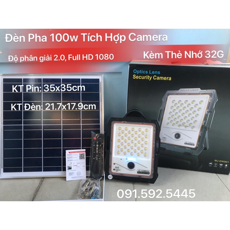 Camera Đèn Pha Năng Lượng Mặt Trời Tích Hợp Camera An Ninh. Tặng Kèm Thẻ Nhớ 32G