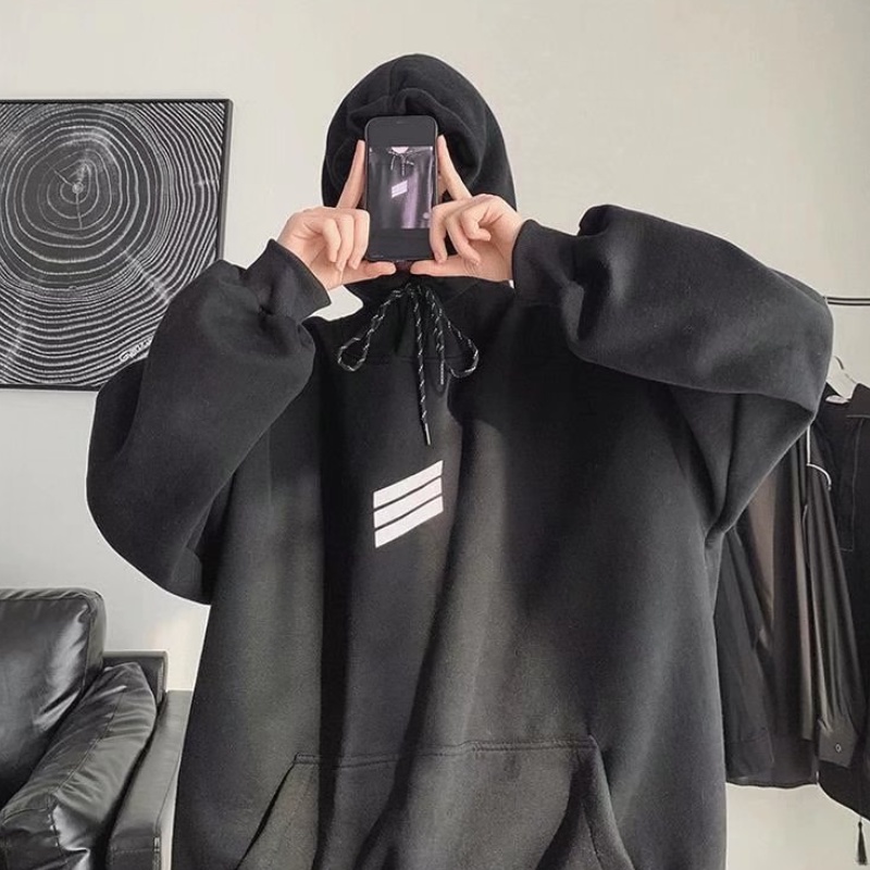 ✦ AFFLIGA ✦Áo hoodie tay dài dáng rộng phong cách thời trang hàn quốc cho nam giới