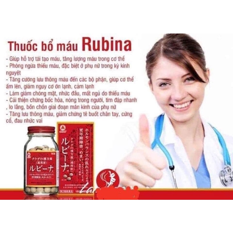 Viên uống BỔ MÁU Rubina Nhật Bản 180 viên
