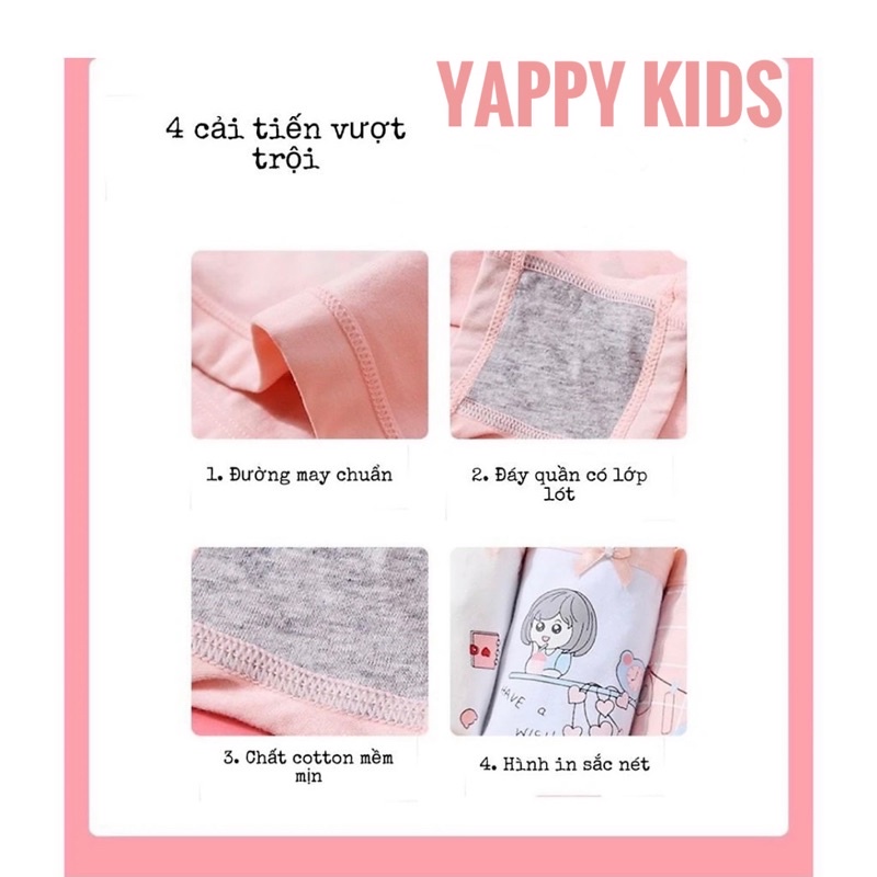 Quần chip bé gái combo 3 chiếc quần lot trẻ em cotton cao cấp YAPPY KIDS