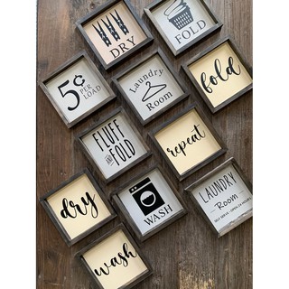 Tranh gỗ handmade trang trí phòng tắm - phòng giặt là - Decor phong cách vintage