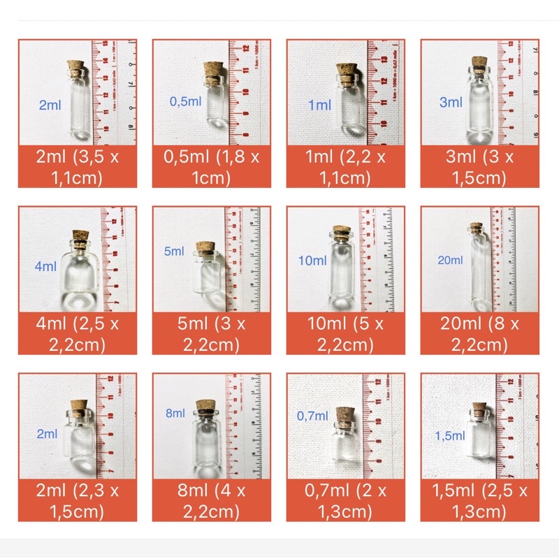 Lọ Thuỷ Tinh Tí Nị Nhiều Cỡ 0,5ml-1,8ml-1ml-2ml-3ml-4ml-5ml-8ml-10ml-20ml