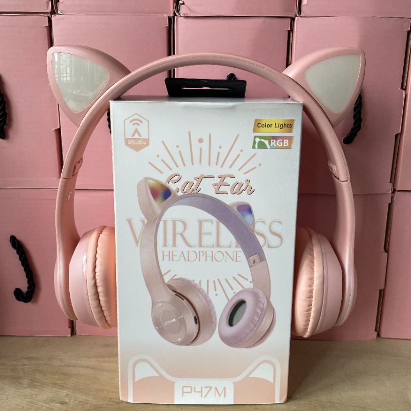 TN25 - Tai nghe Bluetooth, tai nghe Bluetooth chụp tai hình mèo P47M