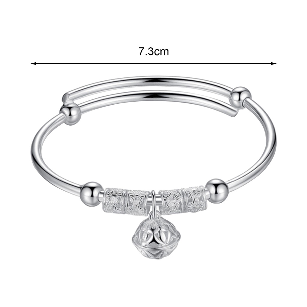Vòng Đeo Tay Bạc May Mắn Khắc Họa Tiết Chuông May Mắn Có Thể Điều Chỉnh Kích Thước
