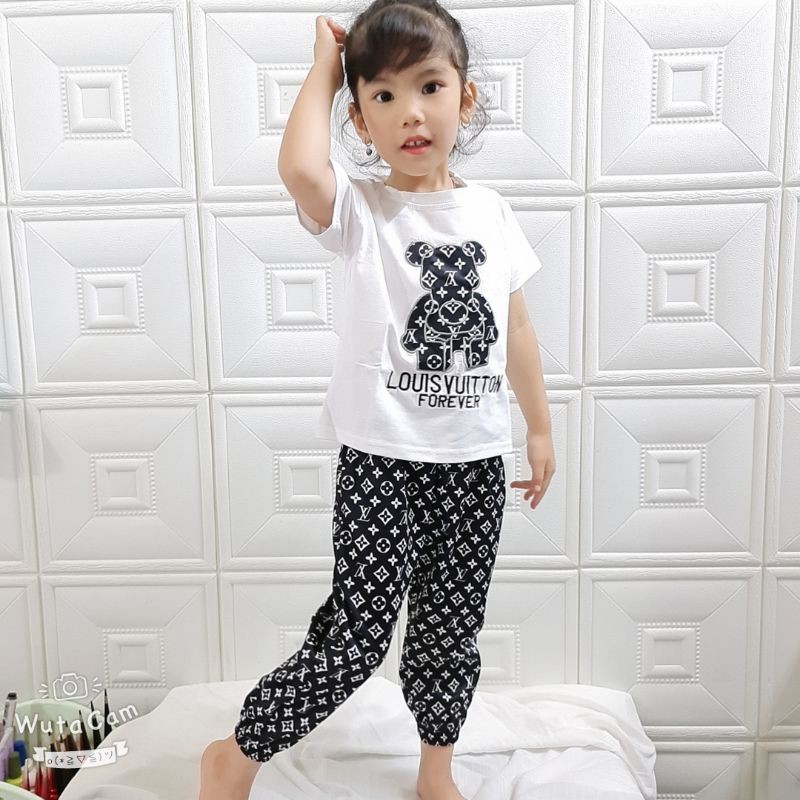 [Chính hãng CherryKids size 10-70kg] Đồ bộ cho mẹ và bé thêu hình gấu siêu cute