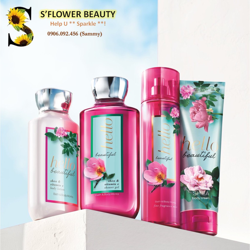 HELLO BEAUTIFUL | Bộ Sản Phẩm Gel Tắm Dưỡng Thể Xịt Thơm Mịn Da Lưu Hương Toàn Thân Bath & Body Works | BigBuy360 - bigbuy360.vn